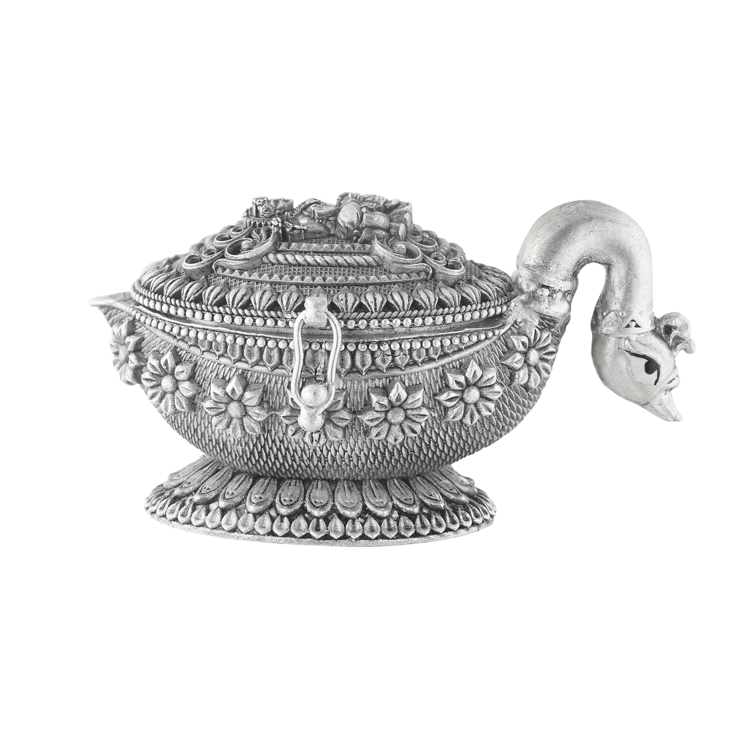 PRD CARATCAFE Pure Silver Decorative Swan Tureen with Intricate